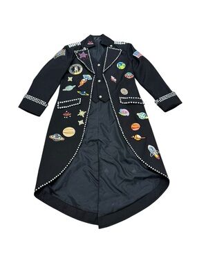 Vintage 1990s Space Appliqué Black Statement Coat